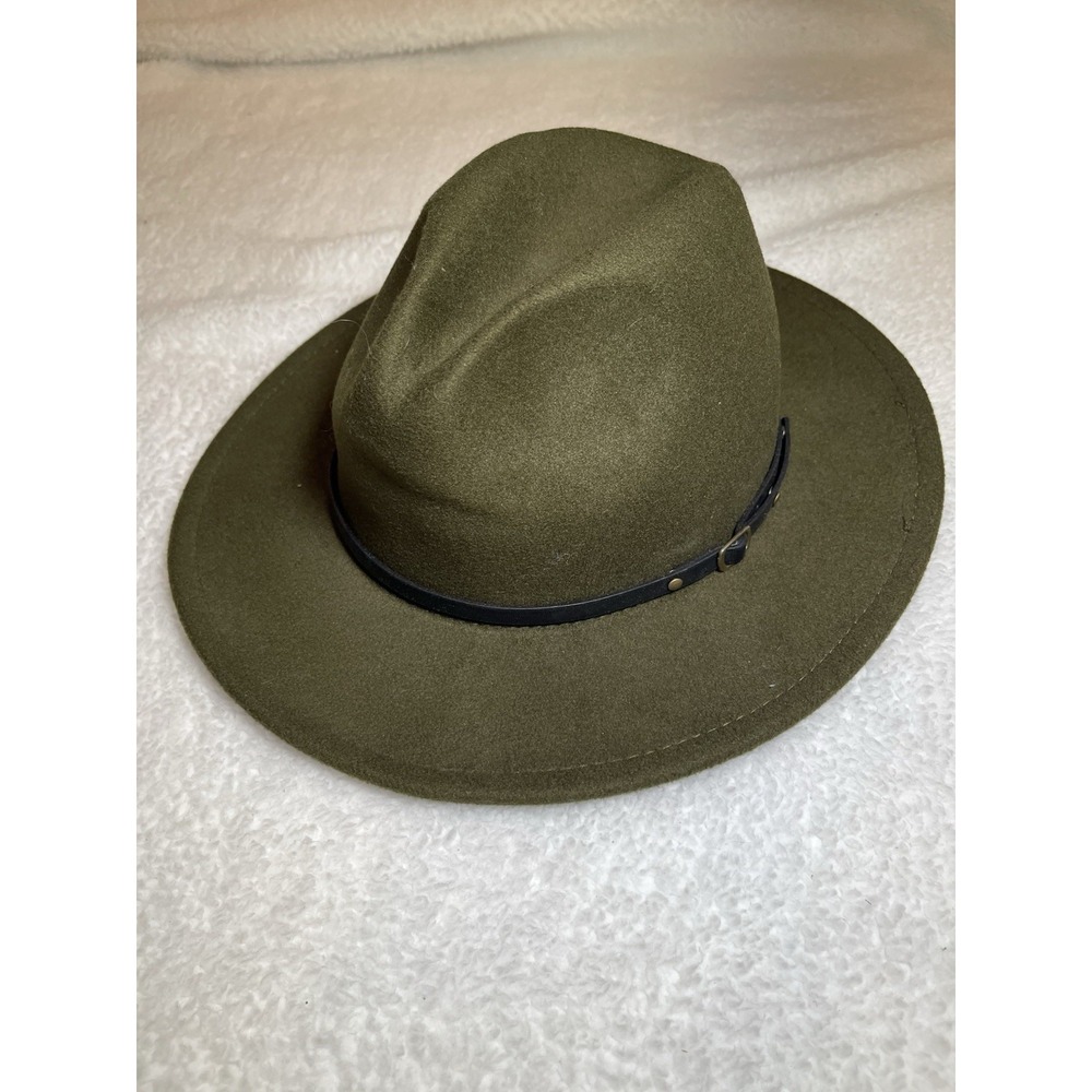Fedora Hat Men 20s Unisex Fedora Hats Wool Wide Brim Dark Green